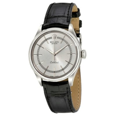 ROLEX Cellini Time Silver Dial Automatic Men's 18 Carat White Gold Watch