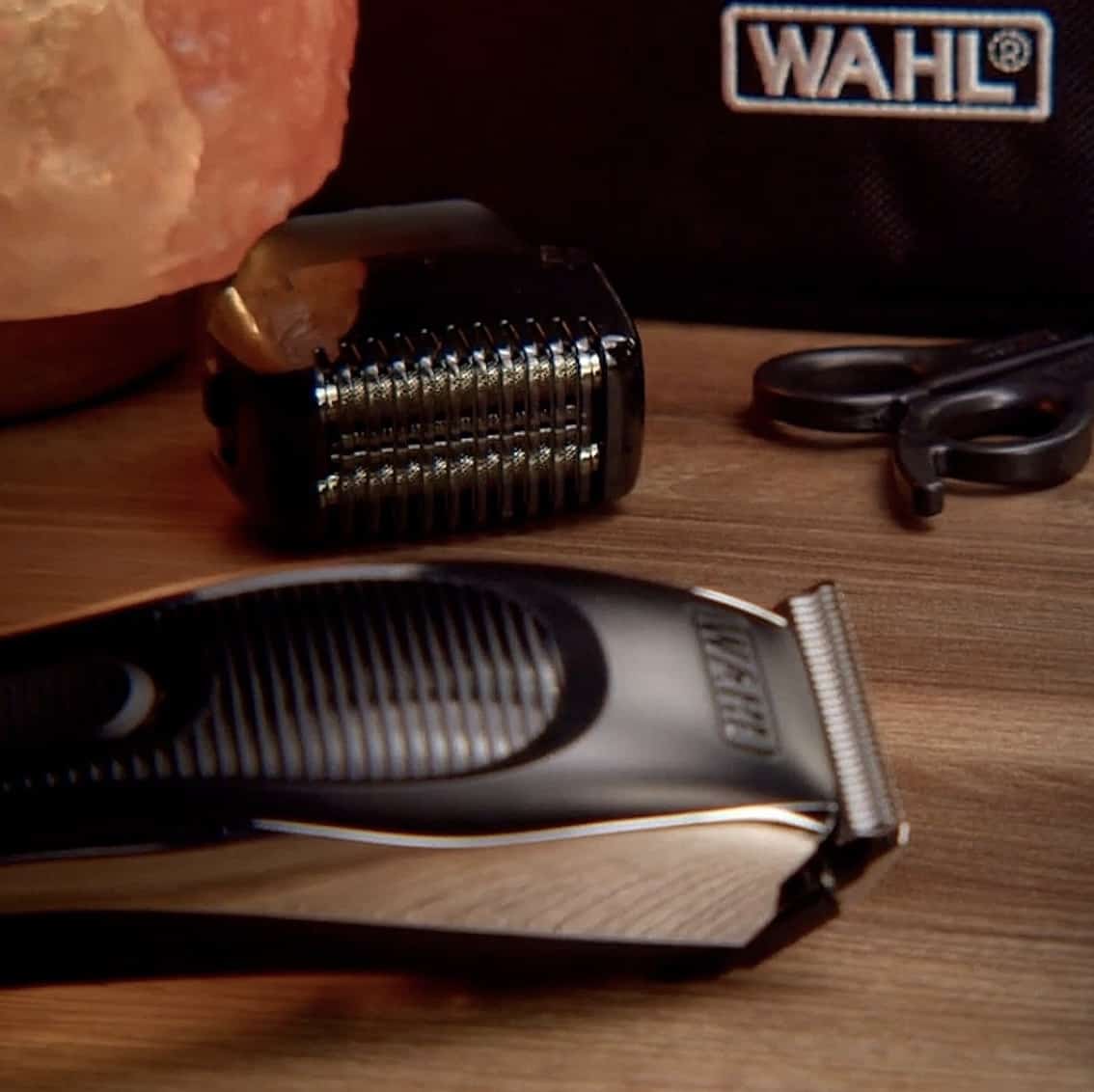 clippers on a table with a salt lamp
