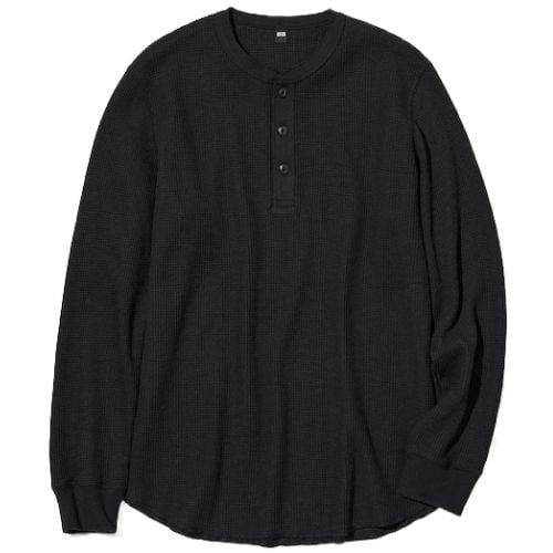 Uniqlo Waffle Henley Neck Long Sleeved T-Shirt