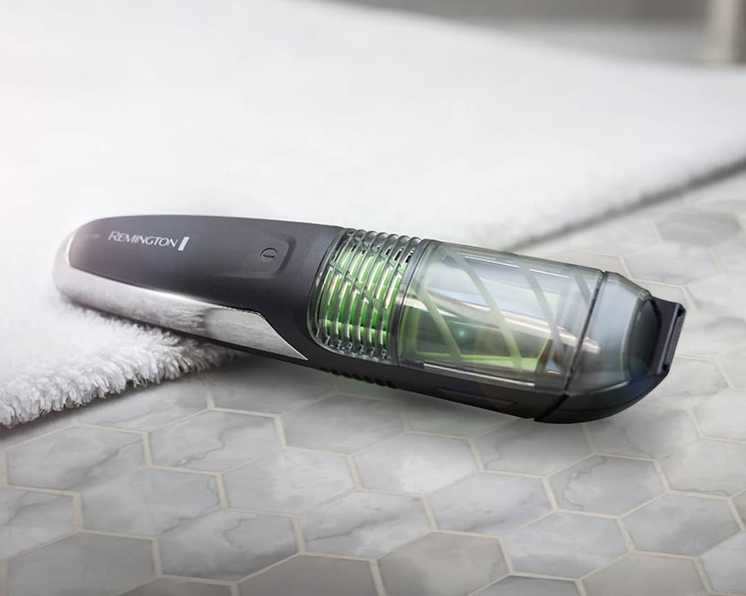a beard trimmer with built-n vacuum by Remington