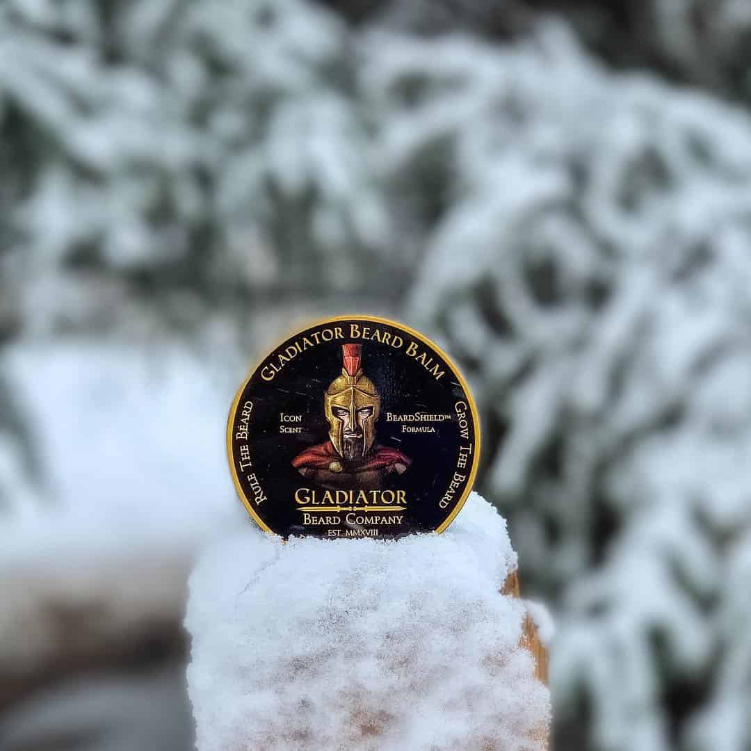 a frosty Gladiator Beard balm