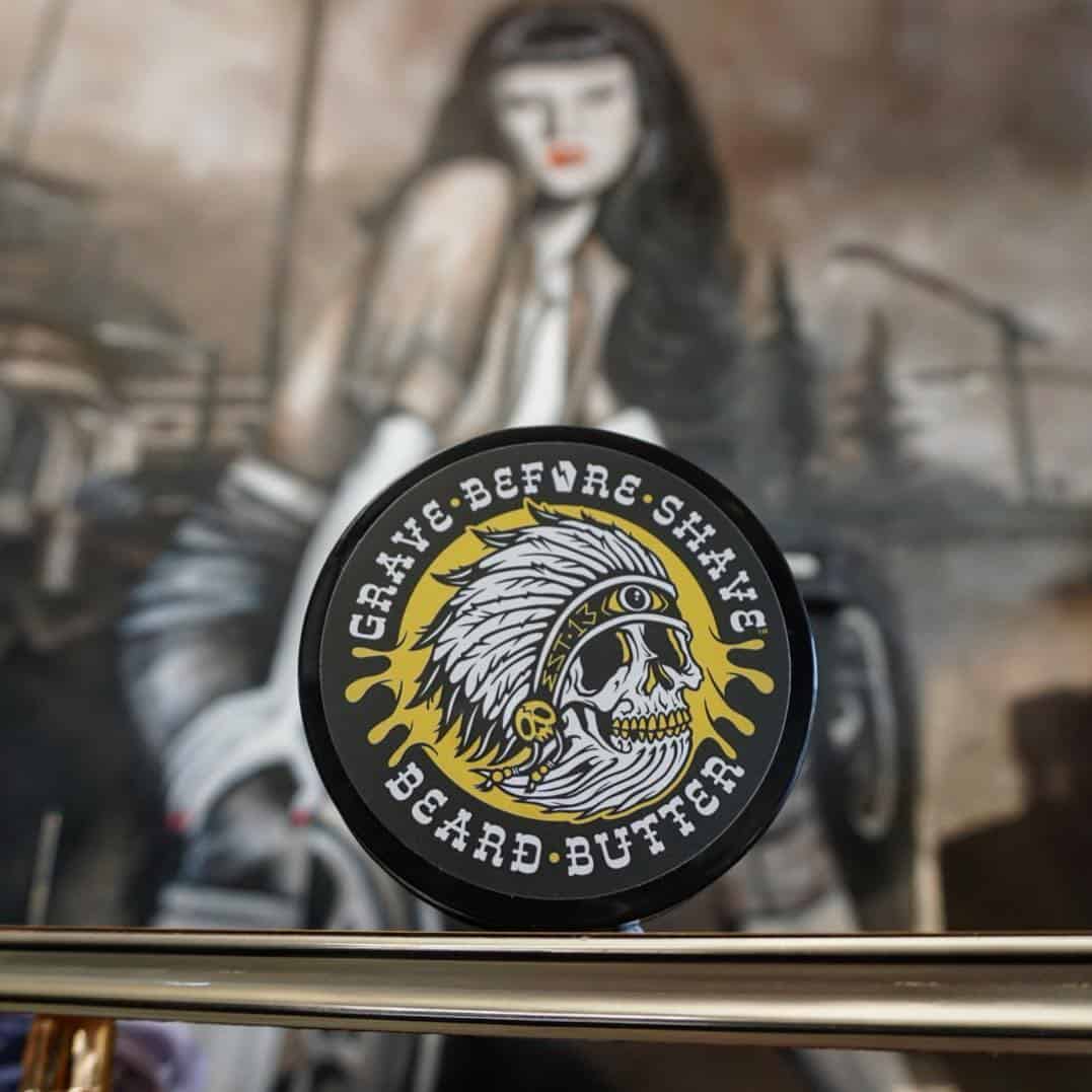 grave before shave beard butter placed on the table