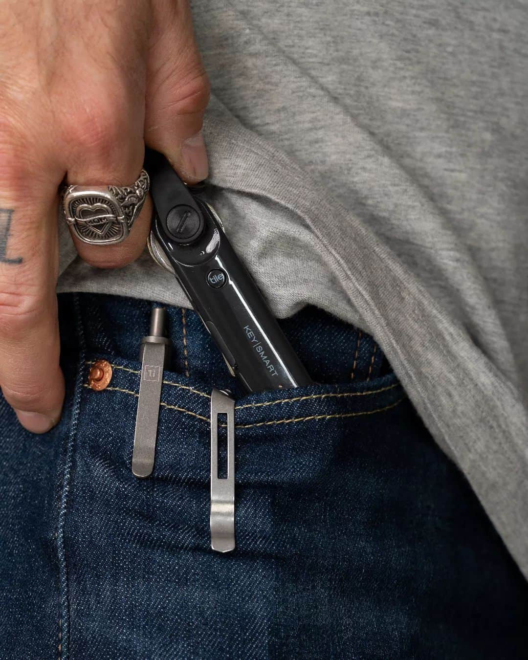 taking out a key organizer from pocket