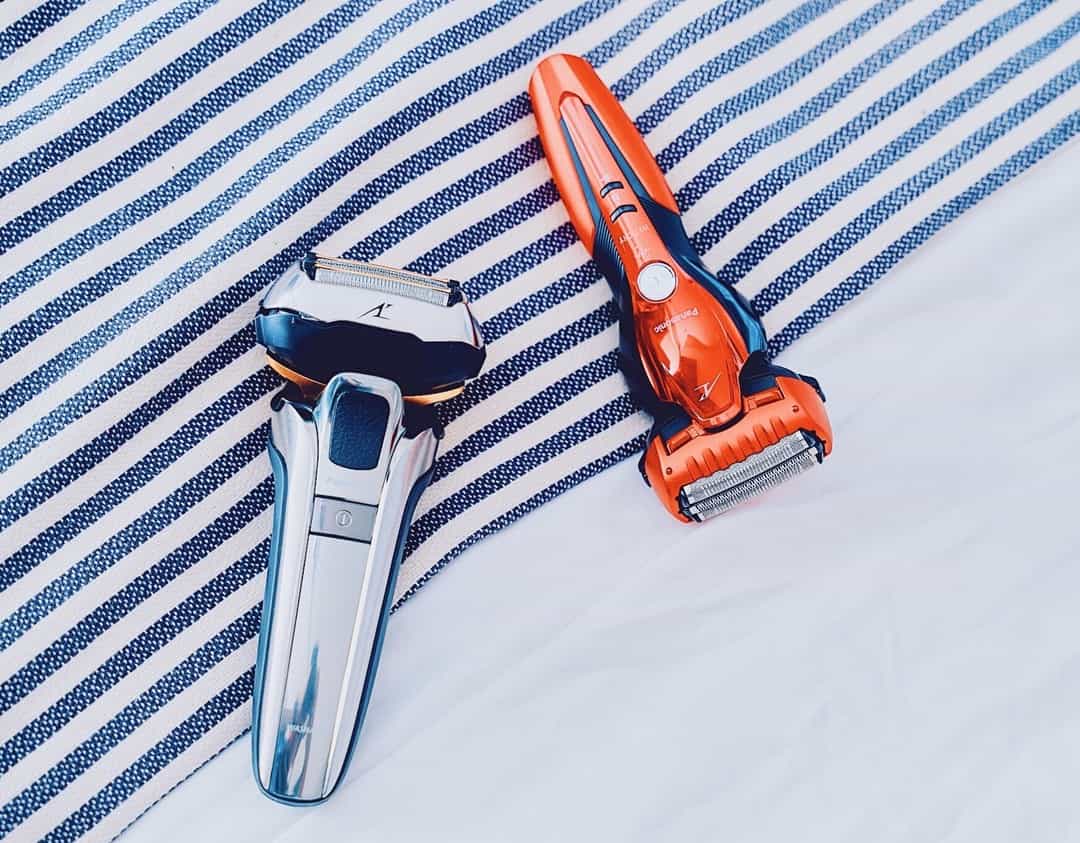 Chrome and Red Panasonic shavers