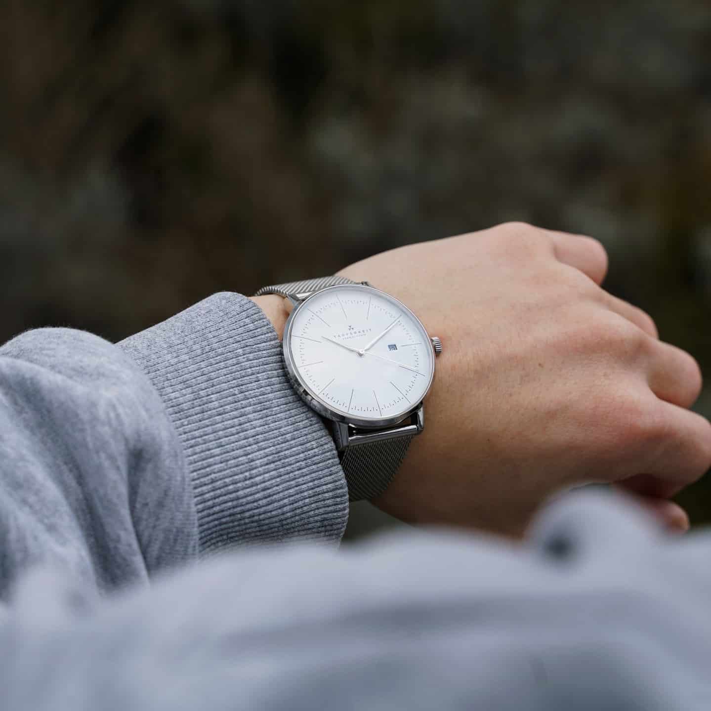 checking time from wristwatch