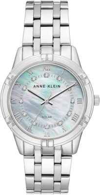 Anne Klein Women's Solar Powered Premium Crystal Accented Bracelet Watch
