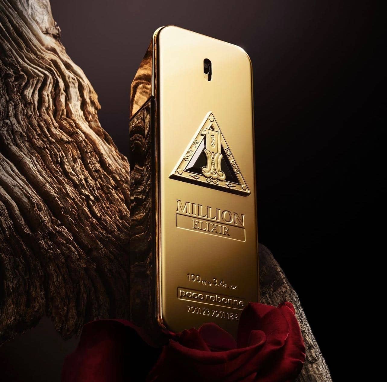Paco rabanne 1 million with a tree trunk as background
