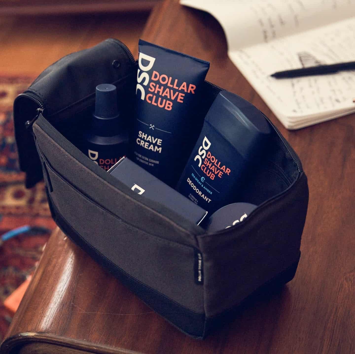 Shaving travel kit with pouch from Dollar Shave Club