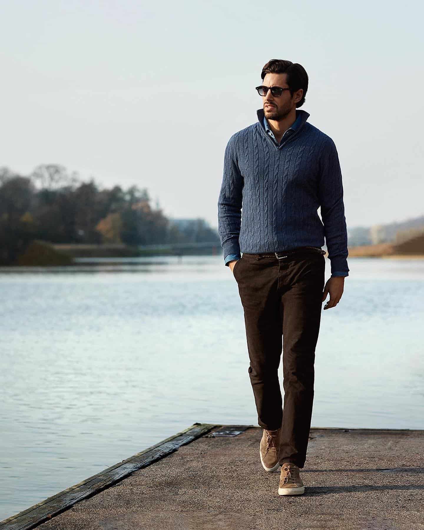 man walking on the docks