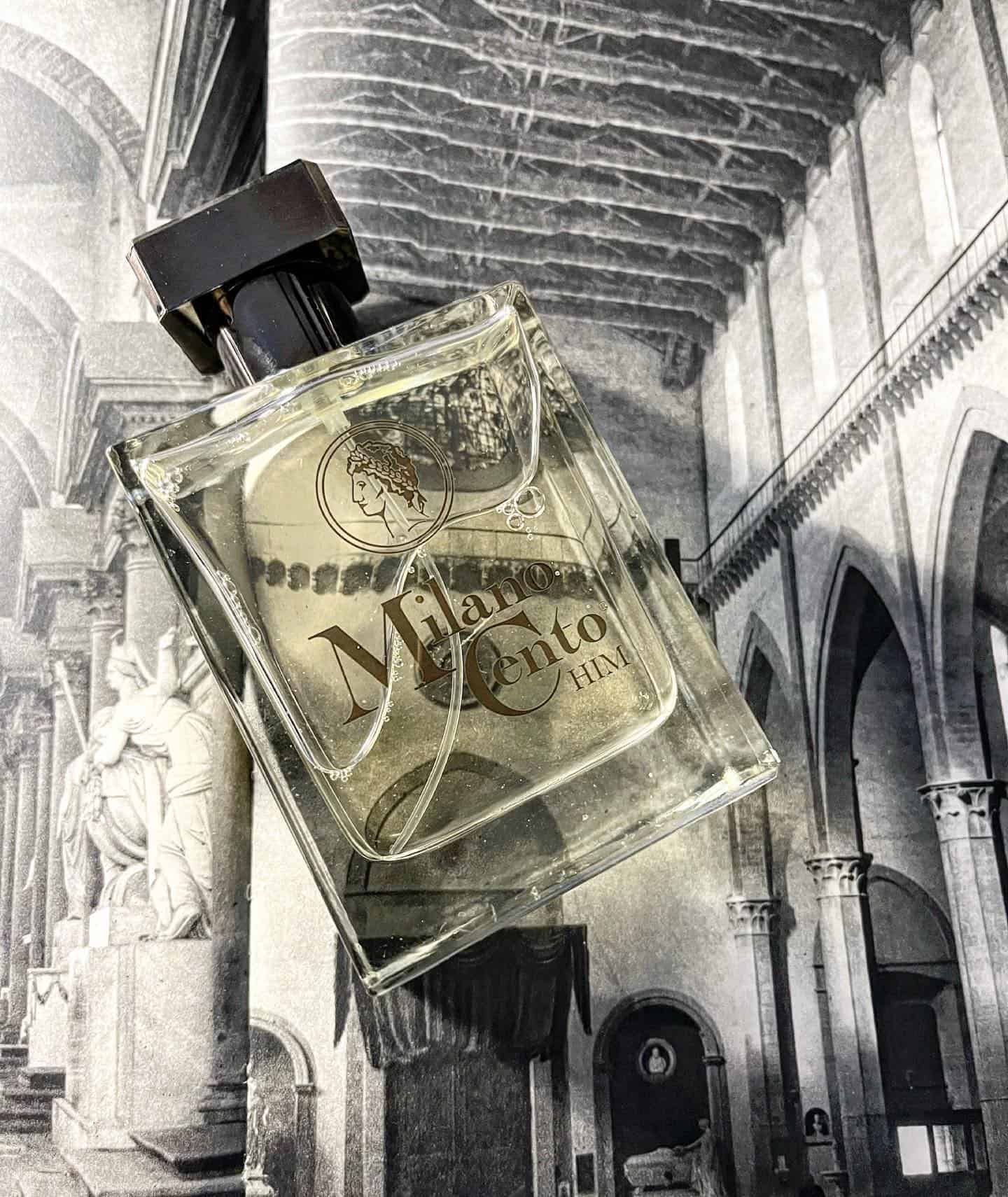 a bottle of Milano Cento fragrance