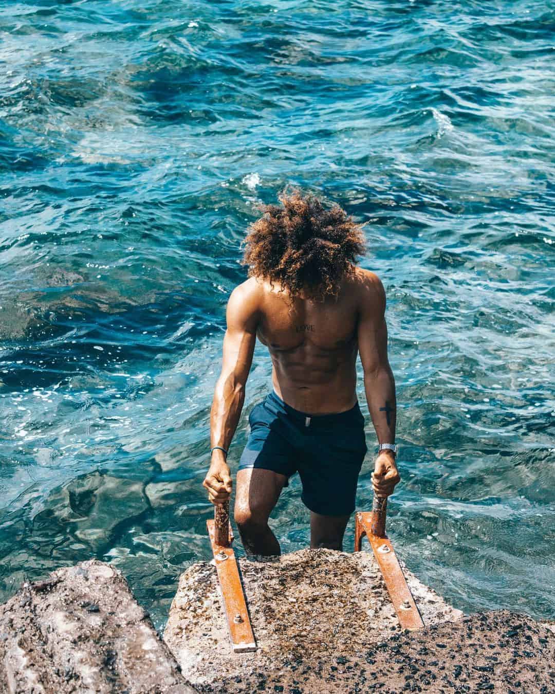 man comming out of the water