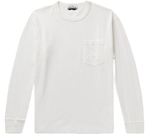 Stone Island Logo-Embroidered Garment-Dyed Cotton-Jersey T-Shirt