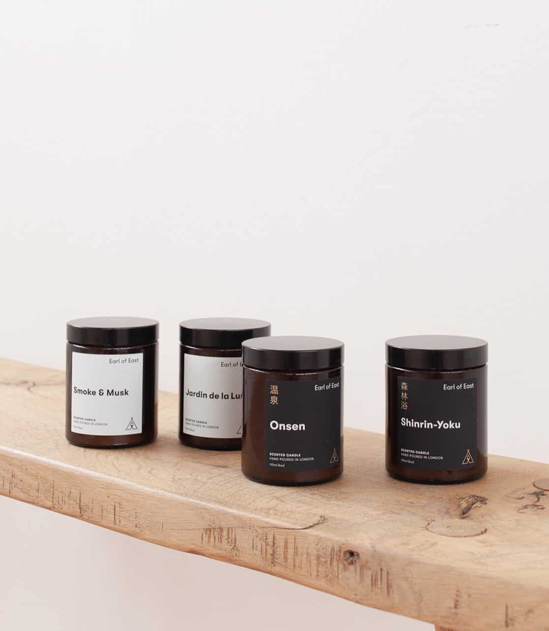 a selection of candles from earl of east