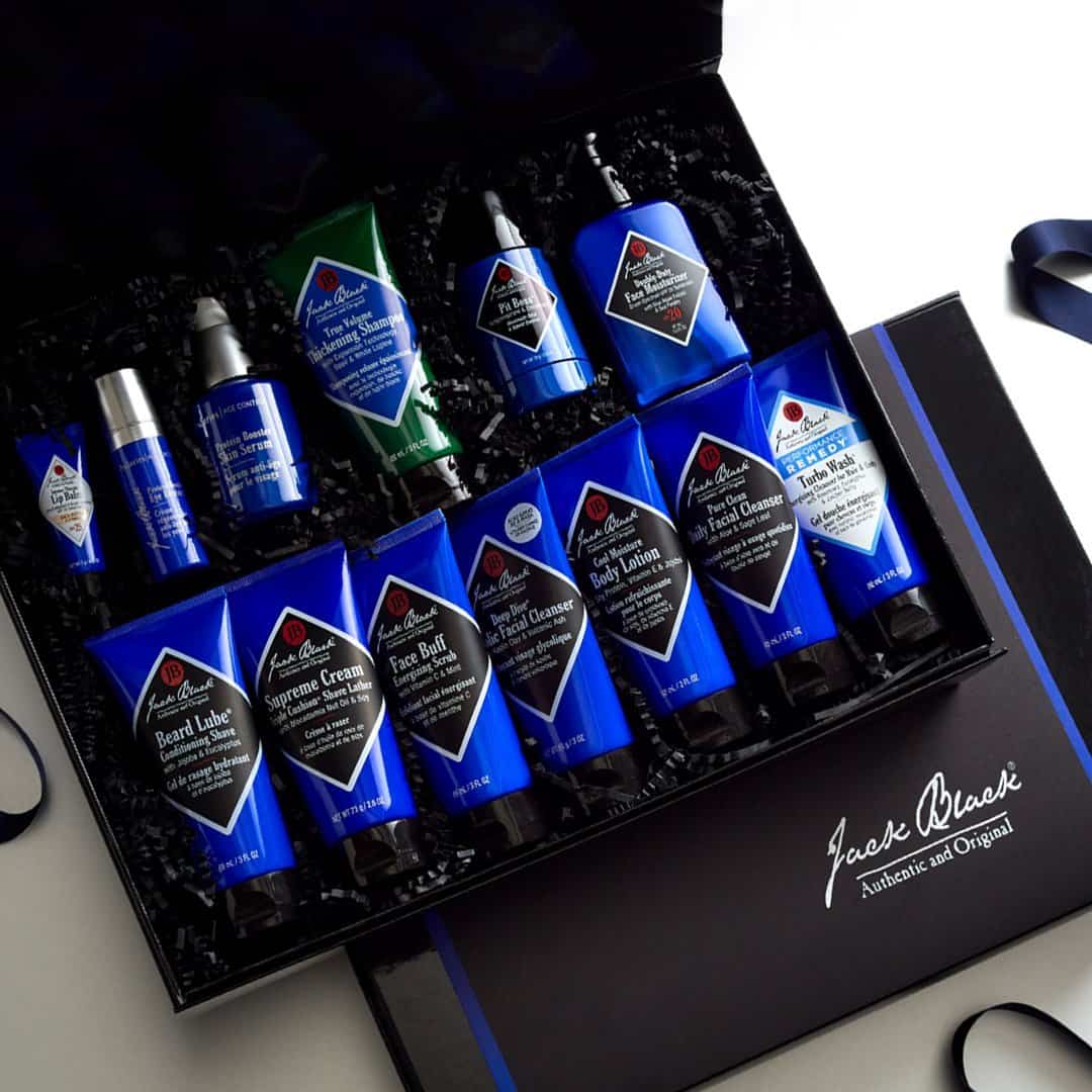 a box of jack black skin care products