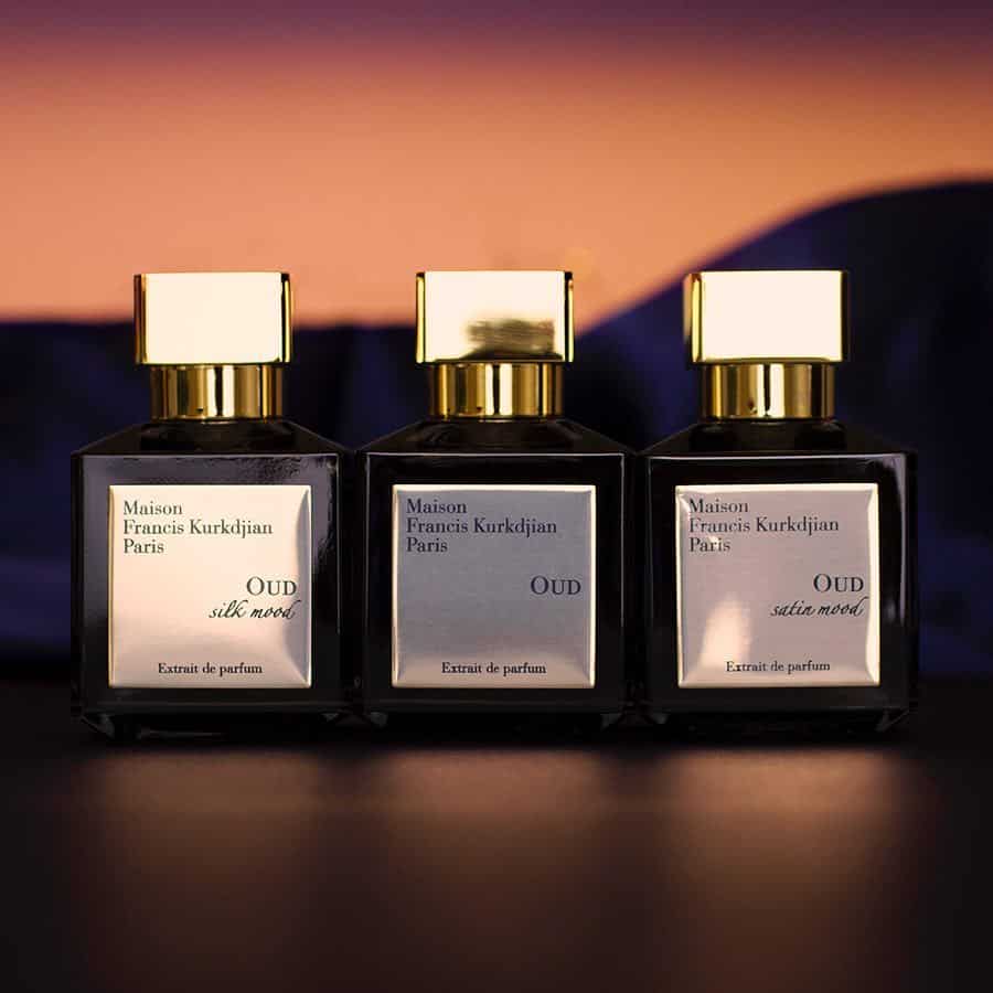 three different kind of oud fragrances from maison francis kurkdjian