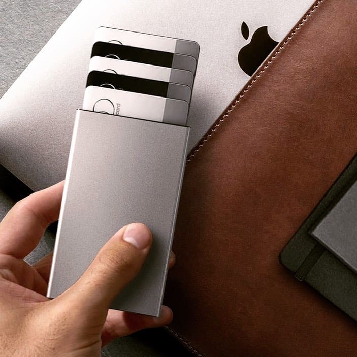 holding an aluminum card holder