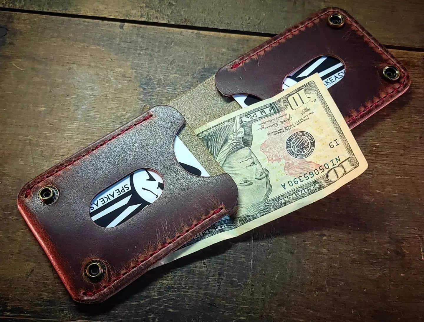 a leather bifold wallet by Bodhi Dualcard