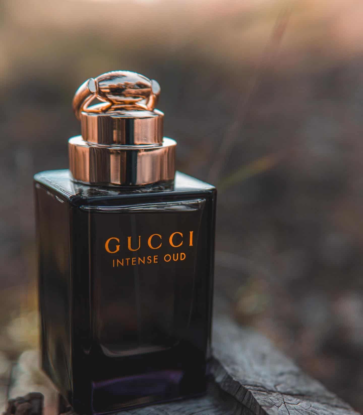 a bottle of gucci intense oud