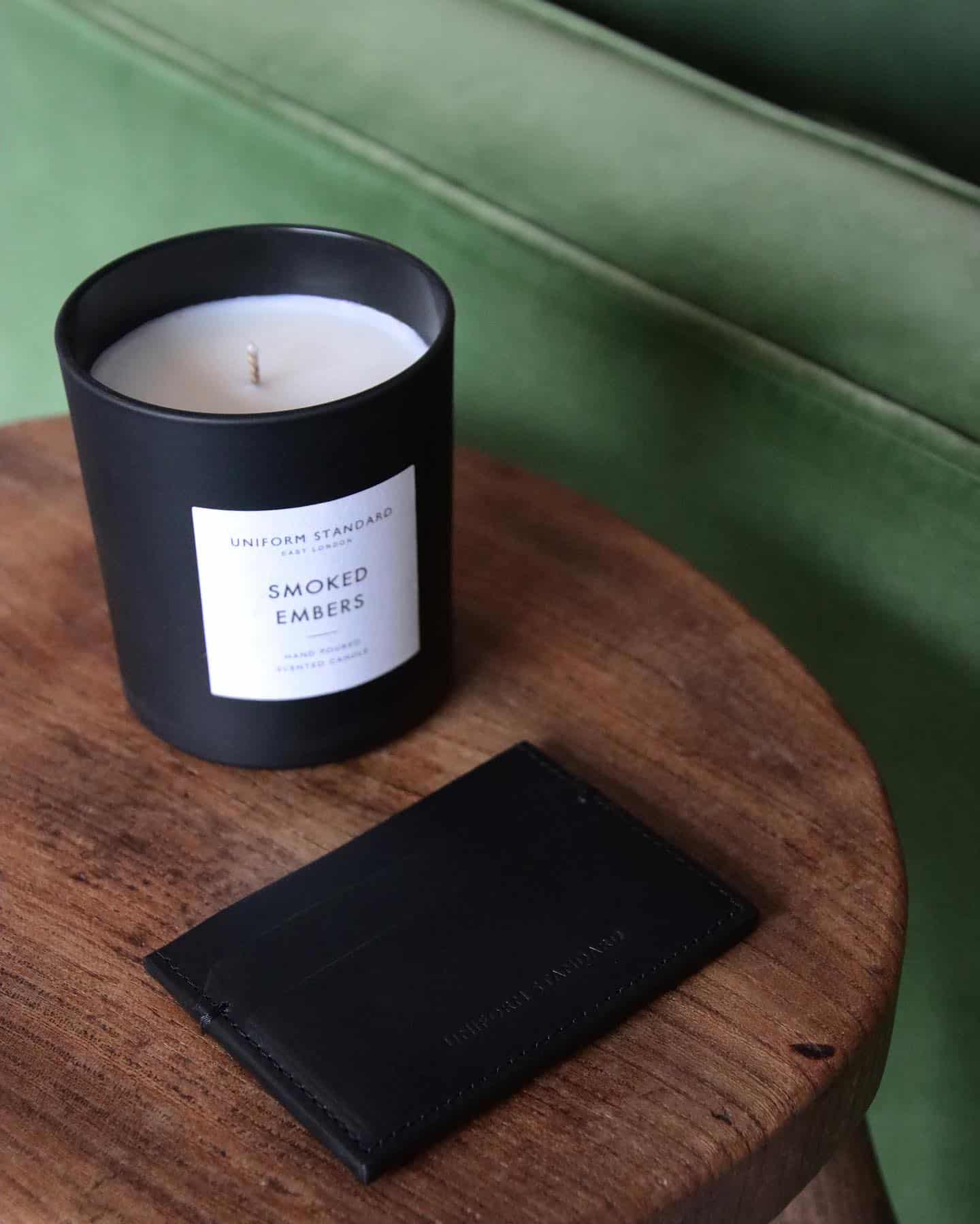 smoked embers scented candel from the black series of Uniform Standard