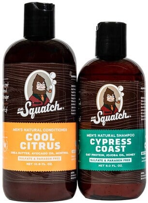 Dr. Squatch Citrus & Cypress Men's Shampoo + Conditioner Hair Bundle
