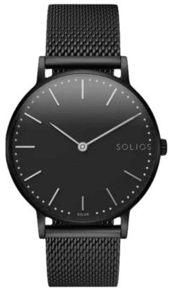 Solios Solar Black Mesh Watch