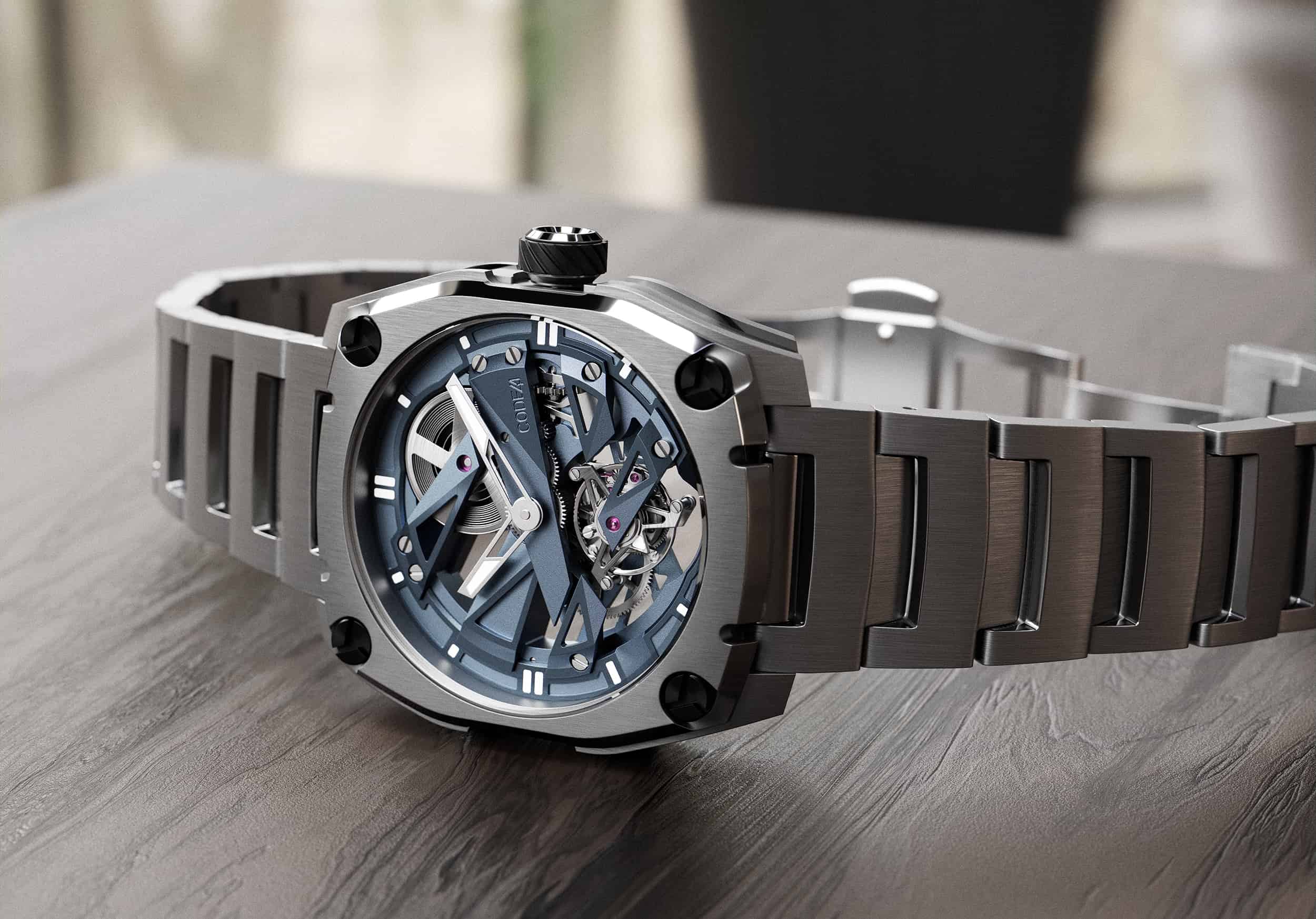 Tourbillon watch on a table