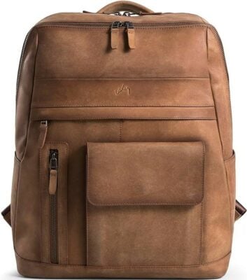 VELEZ Brown Top Grain Leather Backpack