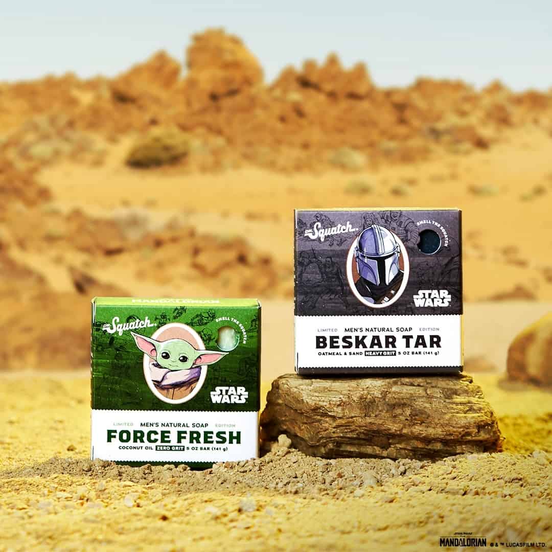 Mandalorian inspired men's natural bar soap from Dr Squatch