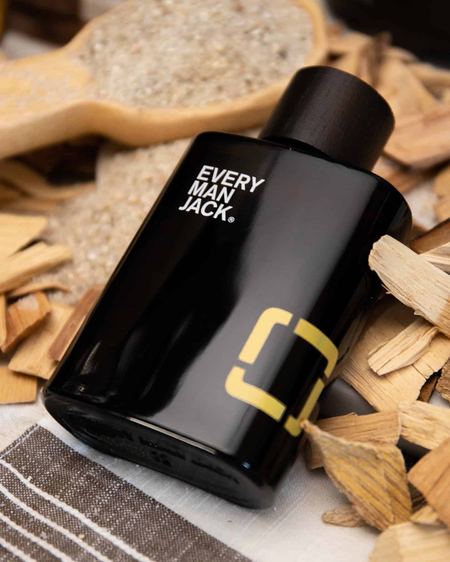 a bottle of every man jack sandalwood cologne