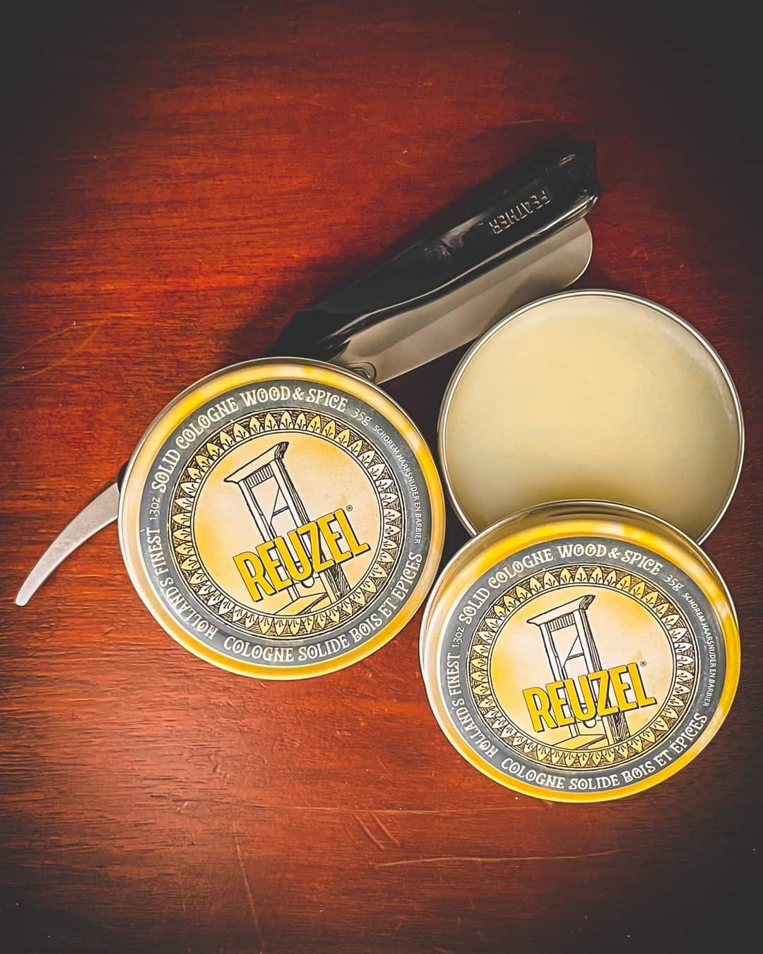solid cologne from Reuzel with a beeswax base