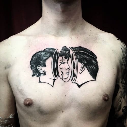 Blackwork chest tattoo