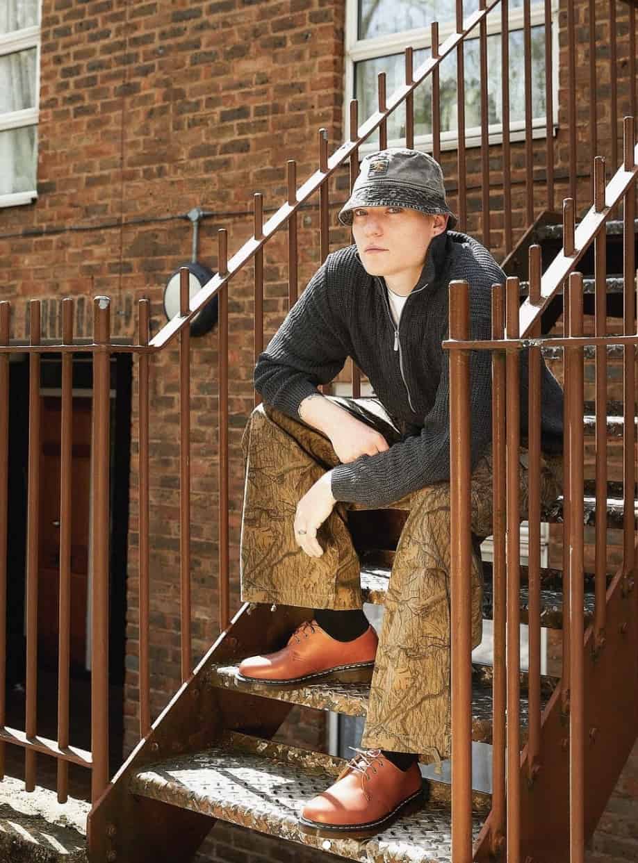 man sitting on stairway