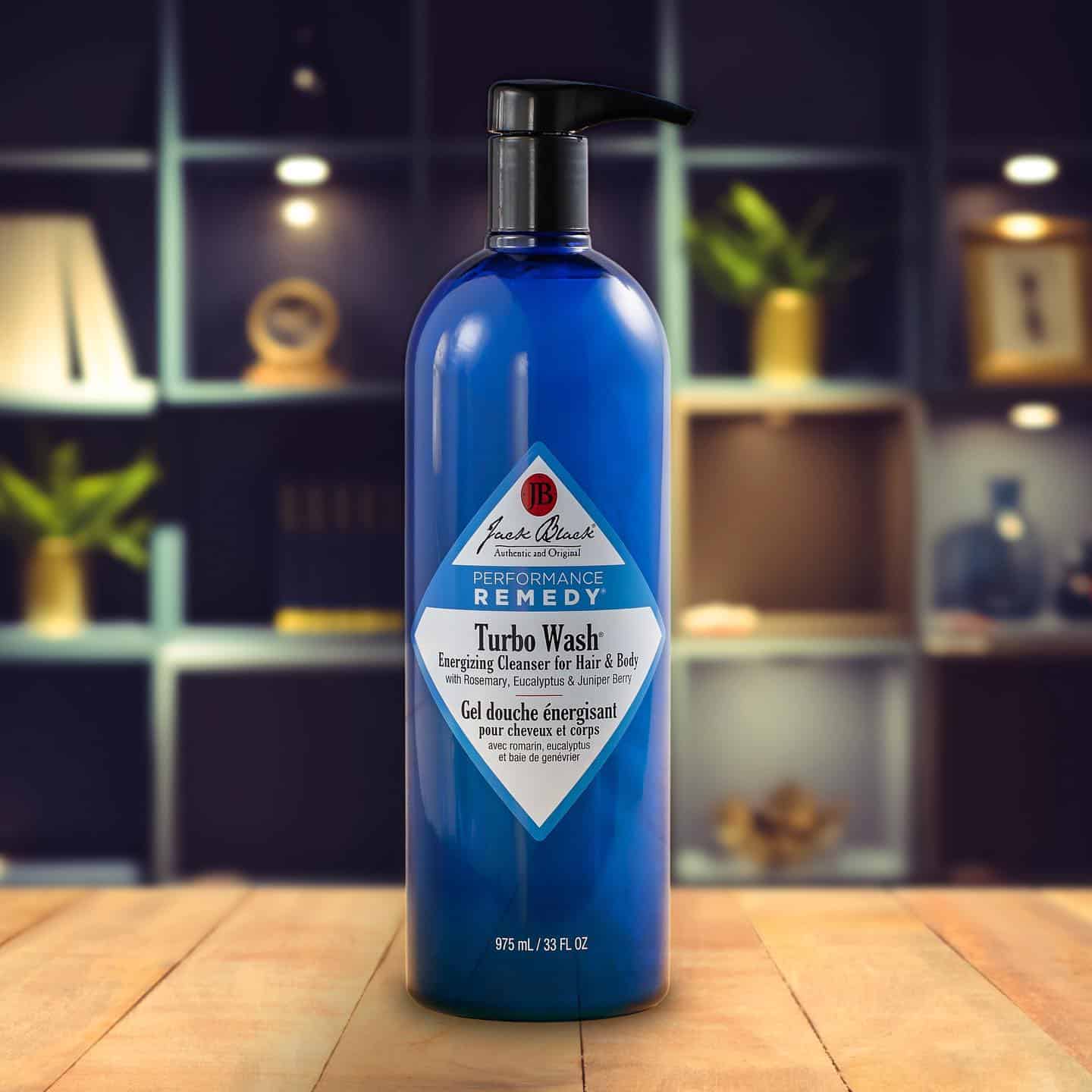 a bottle of jack black's turbo wash hair and body cleanser