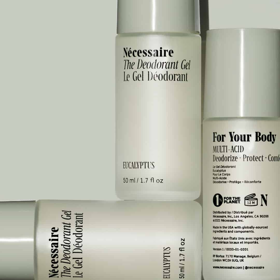 three bottles of necessair gel deodorant