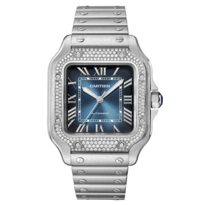 CARTIER Steel and Diamond Santos de Cartier Watch 35.1mm