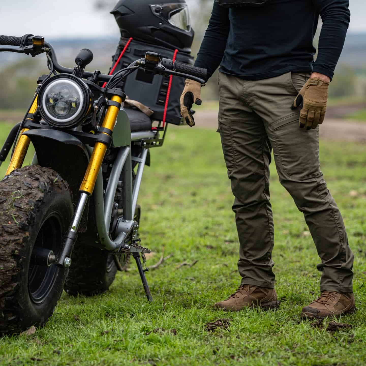 man beside an off road motorcycle
