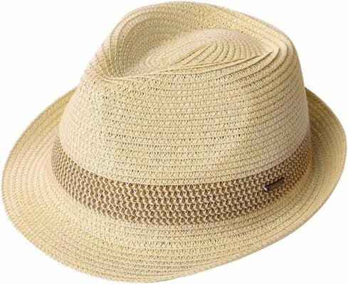 Fancet Straw Fedora Hat