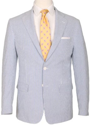 Haspel Sapphire Blue Seersucker Stretch Sport Coat And Pant