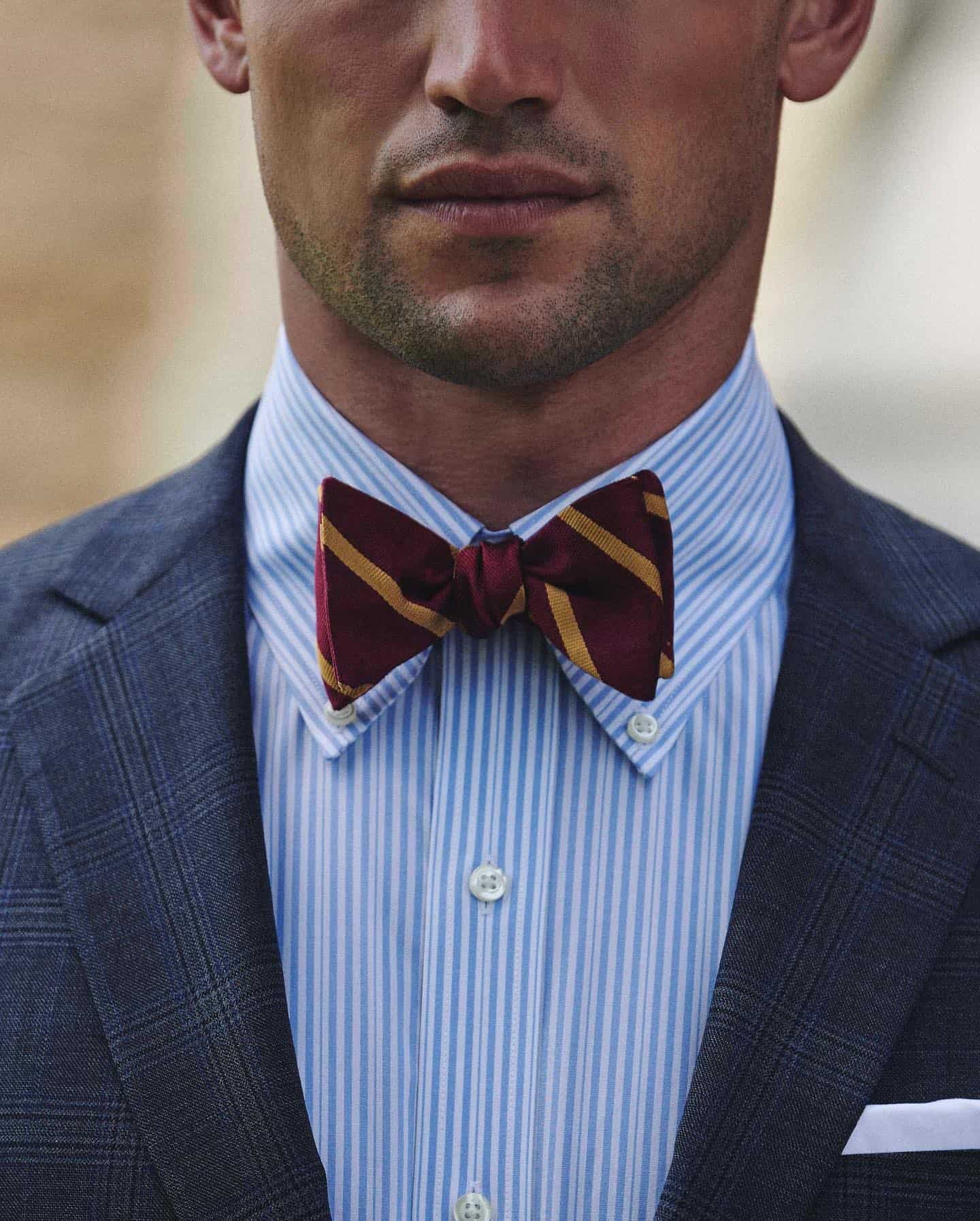 magenta with yellow stripe bow tie