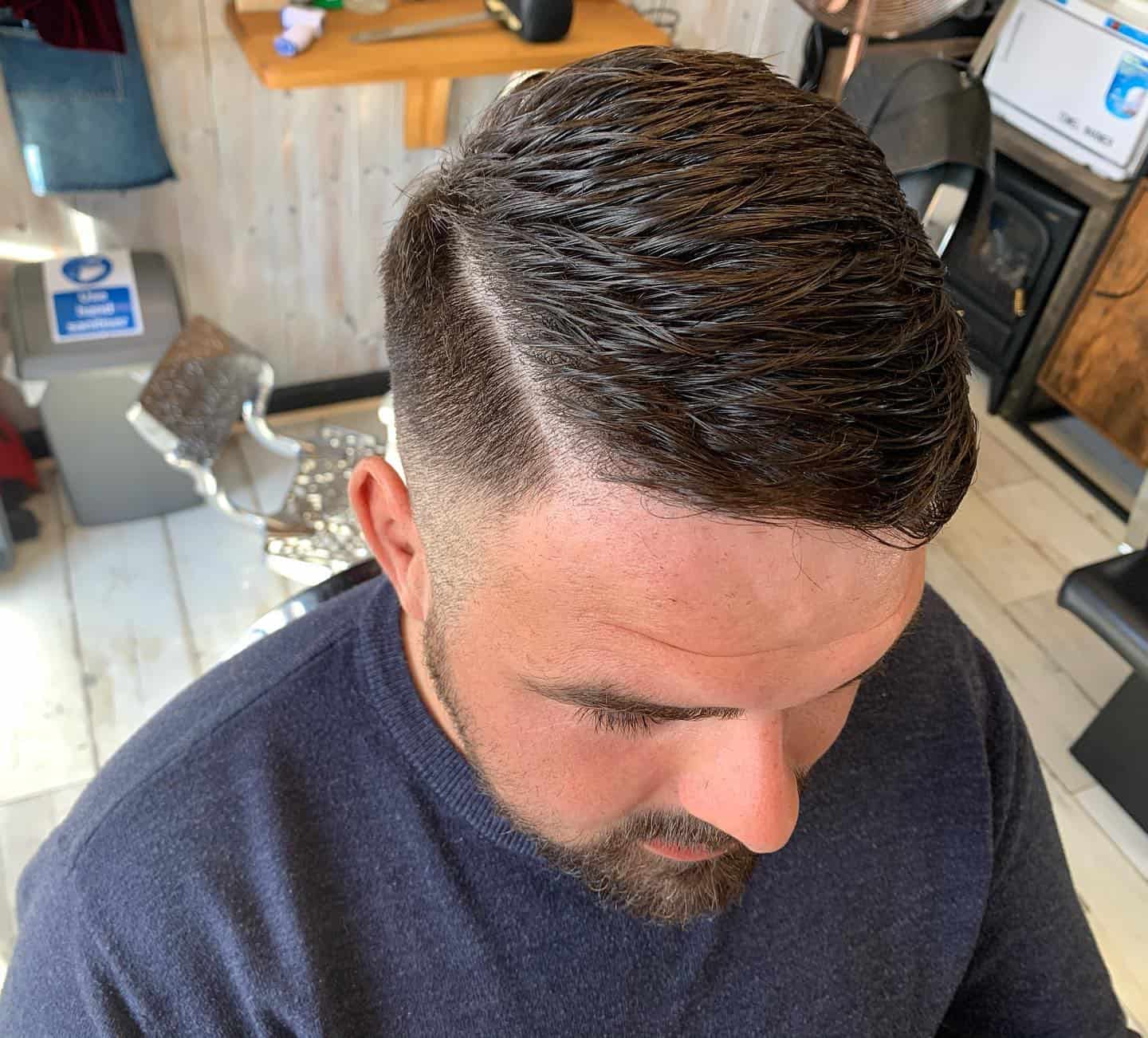 fresh haircut with pomade