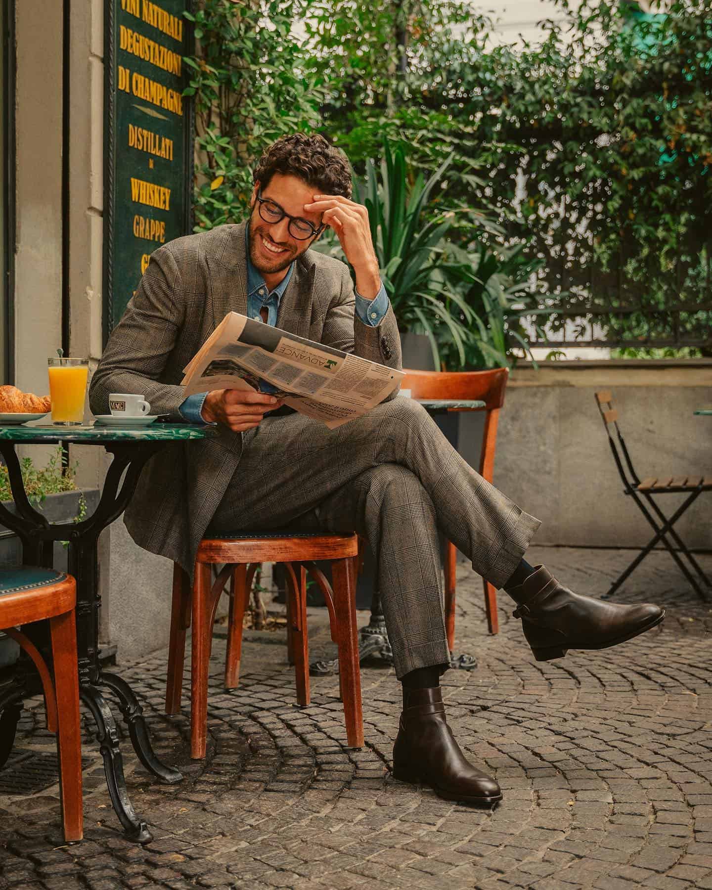 man enjoyed reading his morning paper