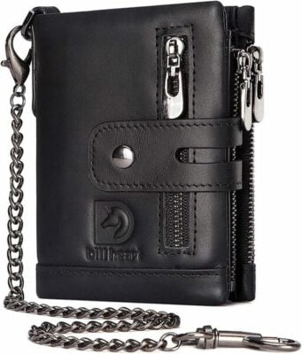 Bill Heart Double Zipper Chain Wallet