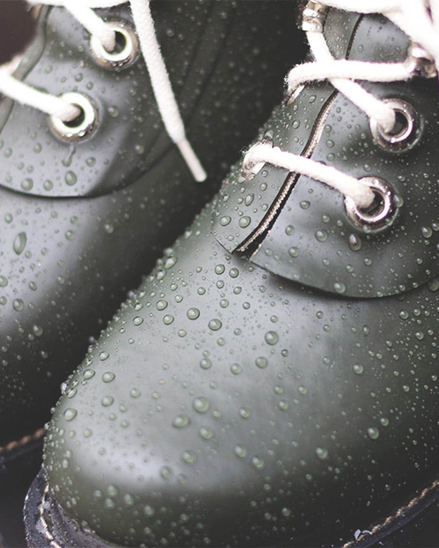 a pair of wet boots