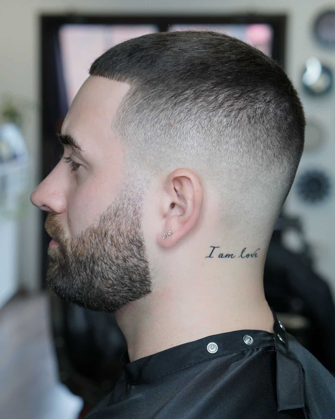 man with a fresh buzz cut haircut