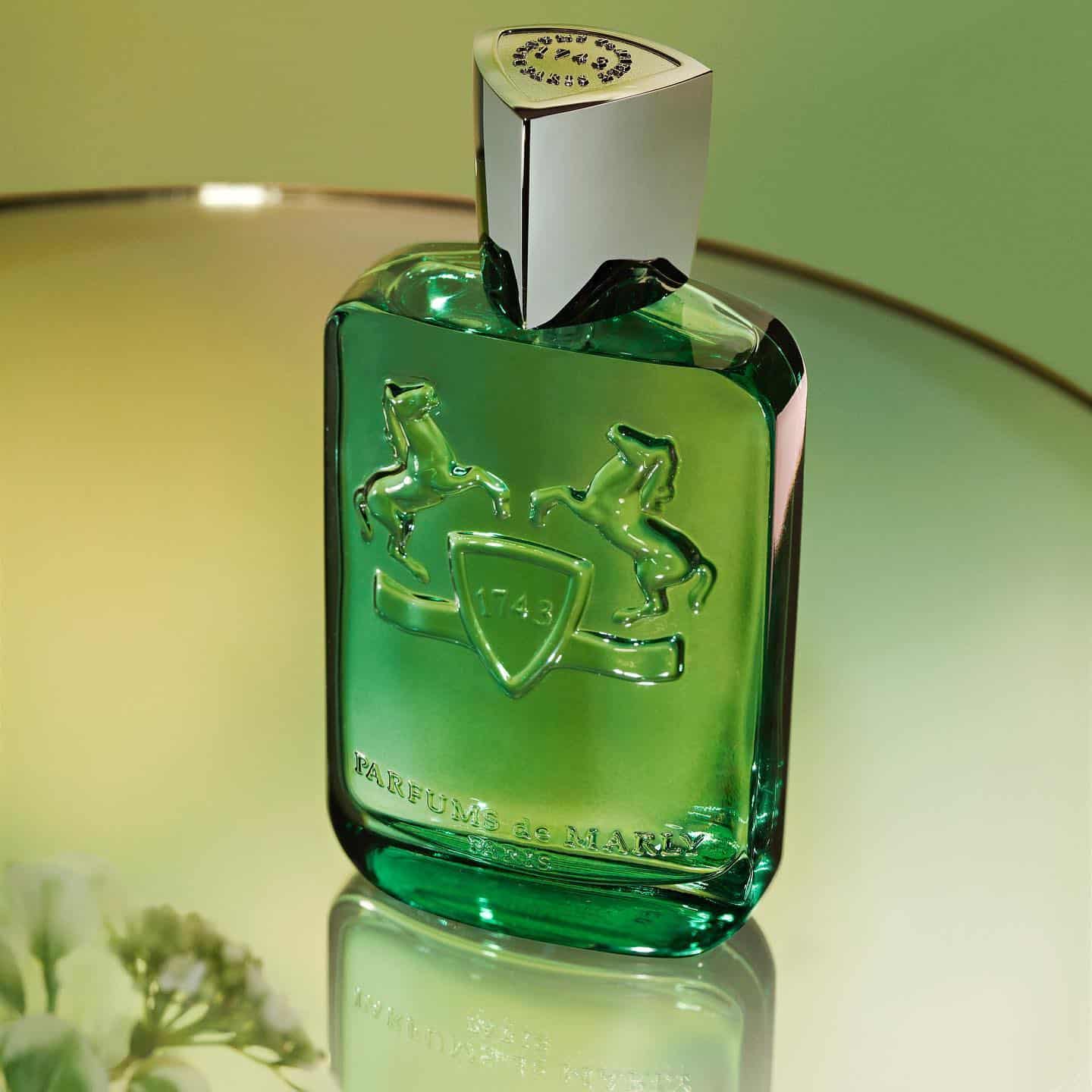 a bottle of greenley by parfums de marly