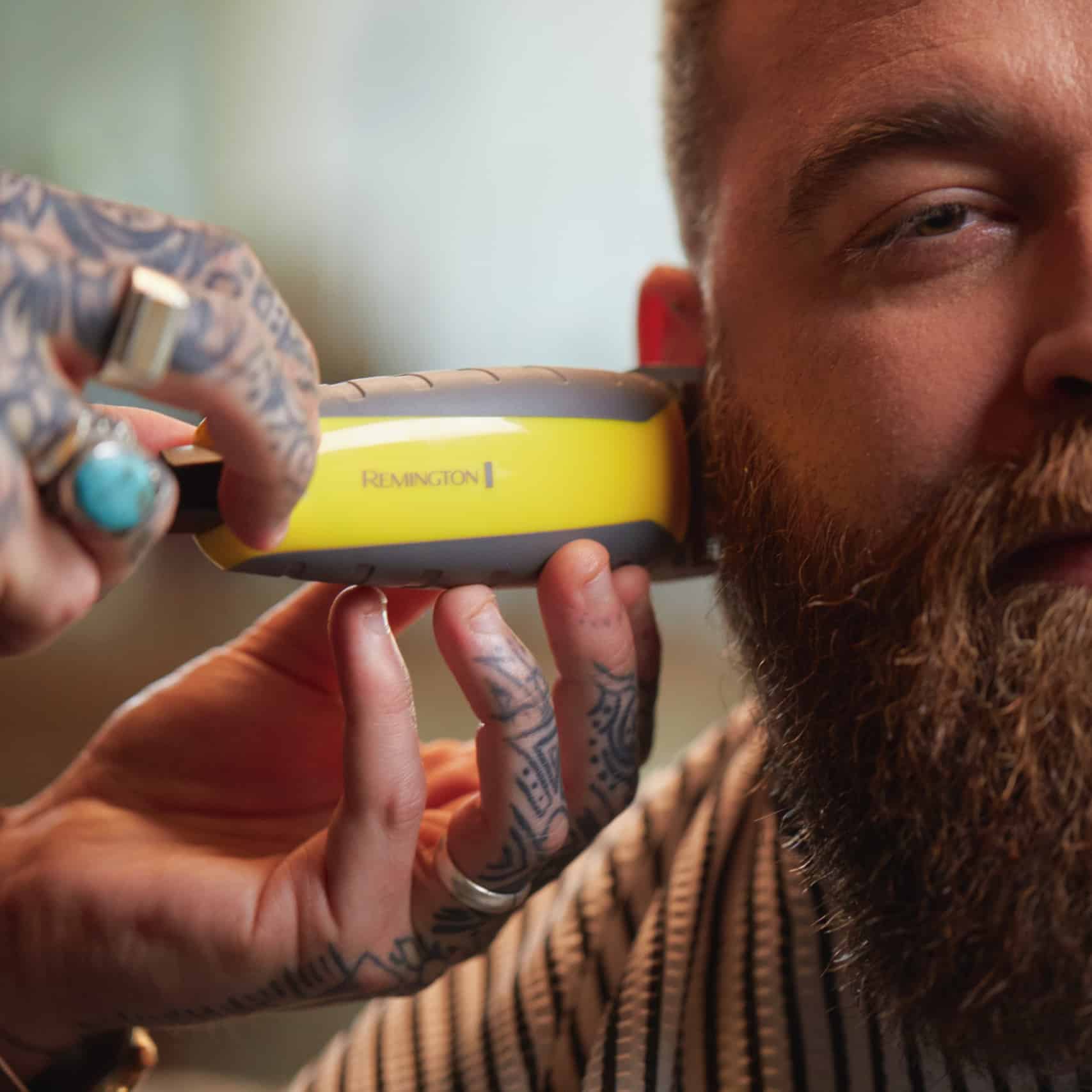 trimming long beard with remington clippers