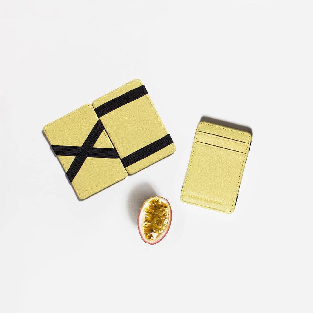 yellow flip magic wallet by status anxiety and a slice of passion fruit