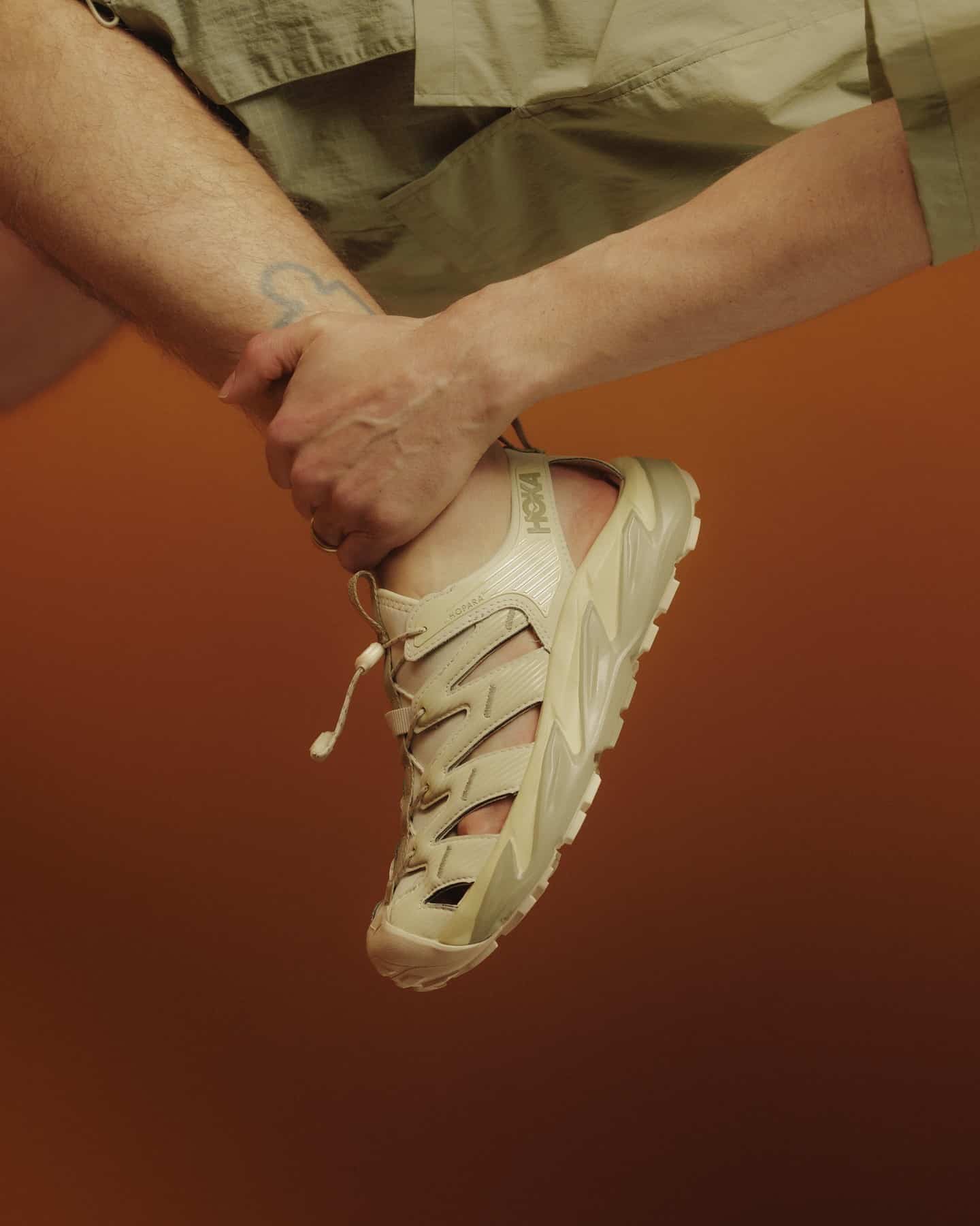 wearing the hopara outdoor sandals by Hoka