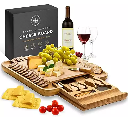 Charcuterie Boards Gift Set - Bamboo Cheese Board Set, Charcuterie Boards Accessories with Serving Knife - Unique Birthday Gifts for Women - Perfect Housewarming, Wedding Gifts for Couple
