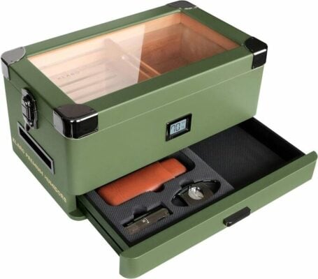Case Elegance Klaro Military Glass Top Humidor
